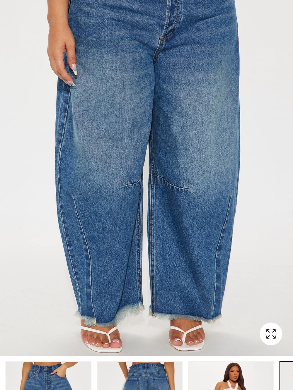Fashion Nova Wide Leg Raw Hem Blue Denim Jeans
